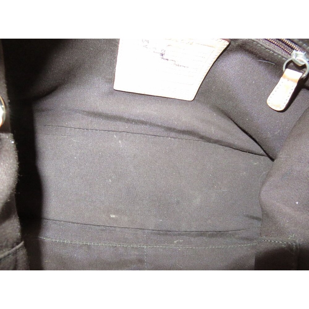 Coach 2005 Y2K Signature Khaki Canvas & Vachetta Leather East West Demi Baguette - Picture 6 of 14